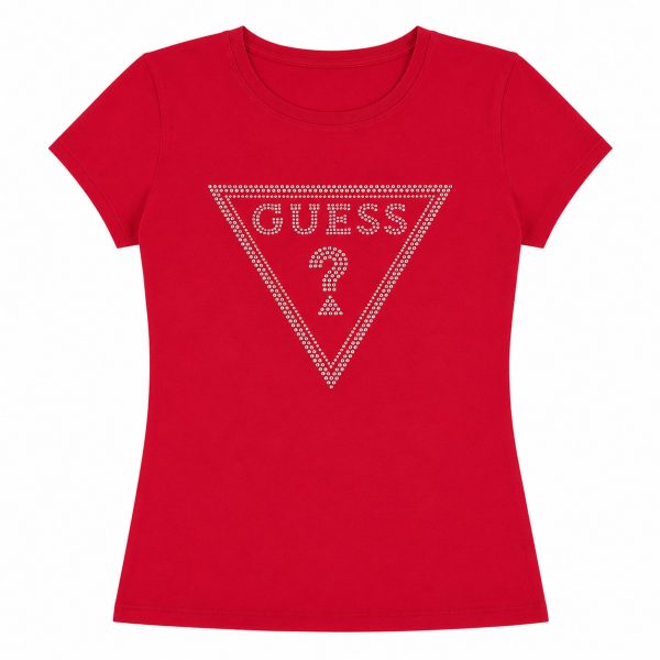Polera Roja Con Logo De Brillos Tornasol
