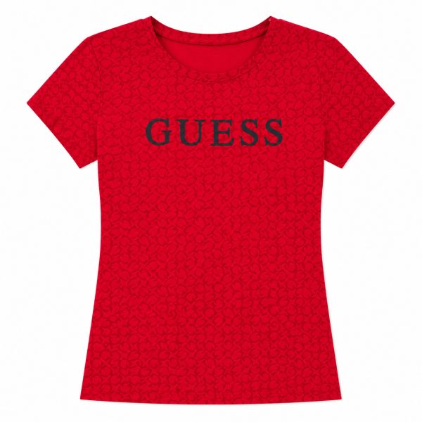 Polera Monograma Rojo Con Logo Negro