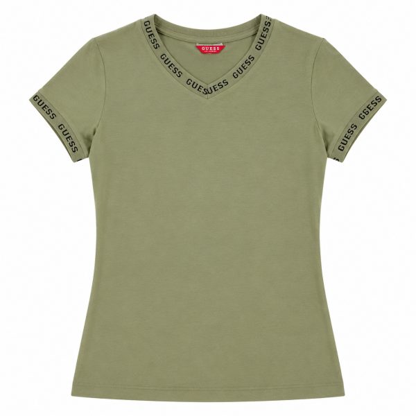 Polera Verde Musgo Con Detalles En Manga Y Cuello