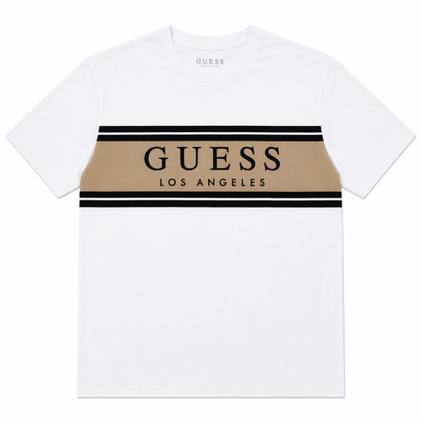 Polera Blanca Con Logo Cuadro Cafe