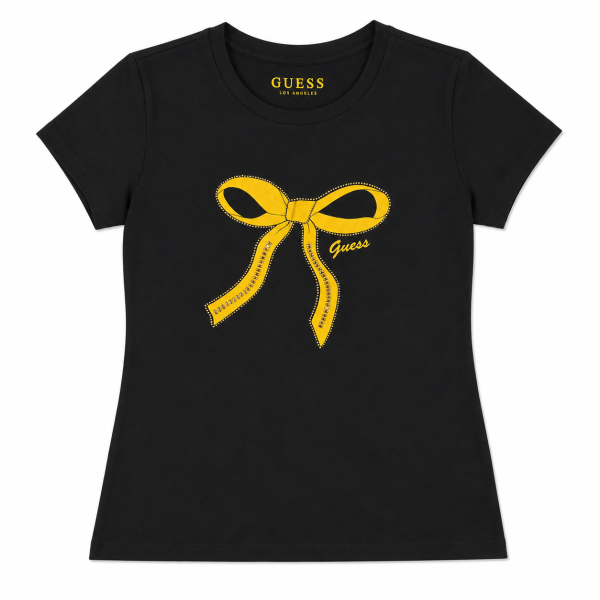 Polera Negra Con Logo De Nudo Cinta Dorada