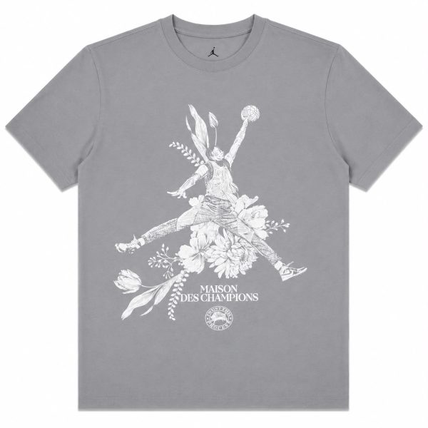 Polera Gris Con Estampado Frontal Blanco