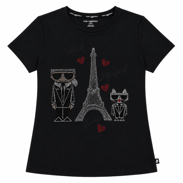 Polera Negra Con Logo De Torre Eifel En Brillos
