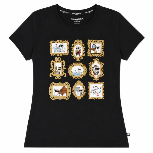 Polera Negra Estampado Cuadros
