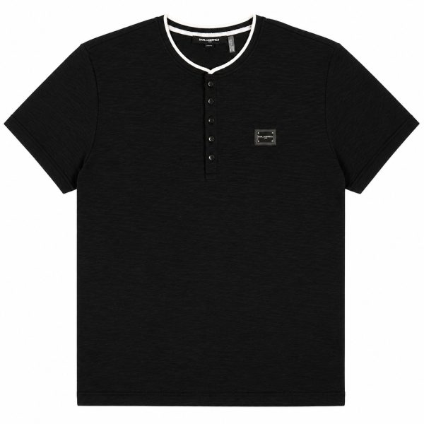 Polera Negra Jaspeada Con Botones