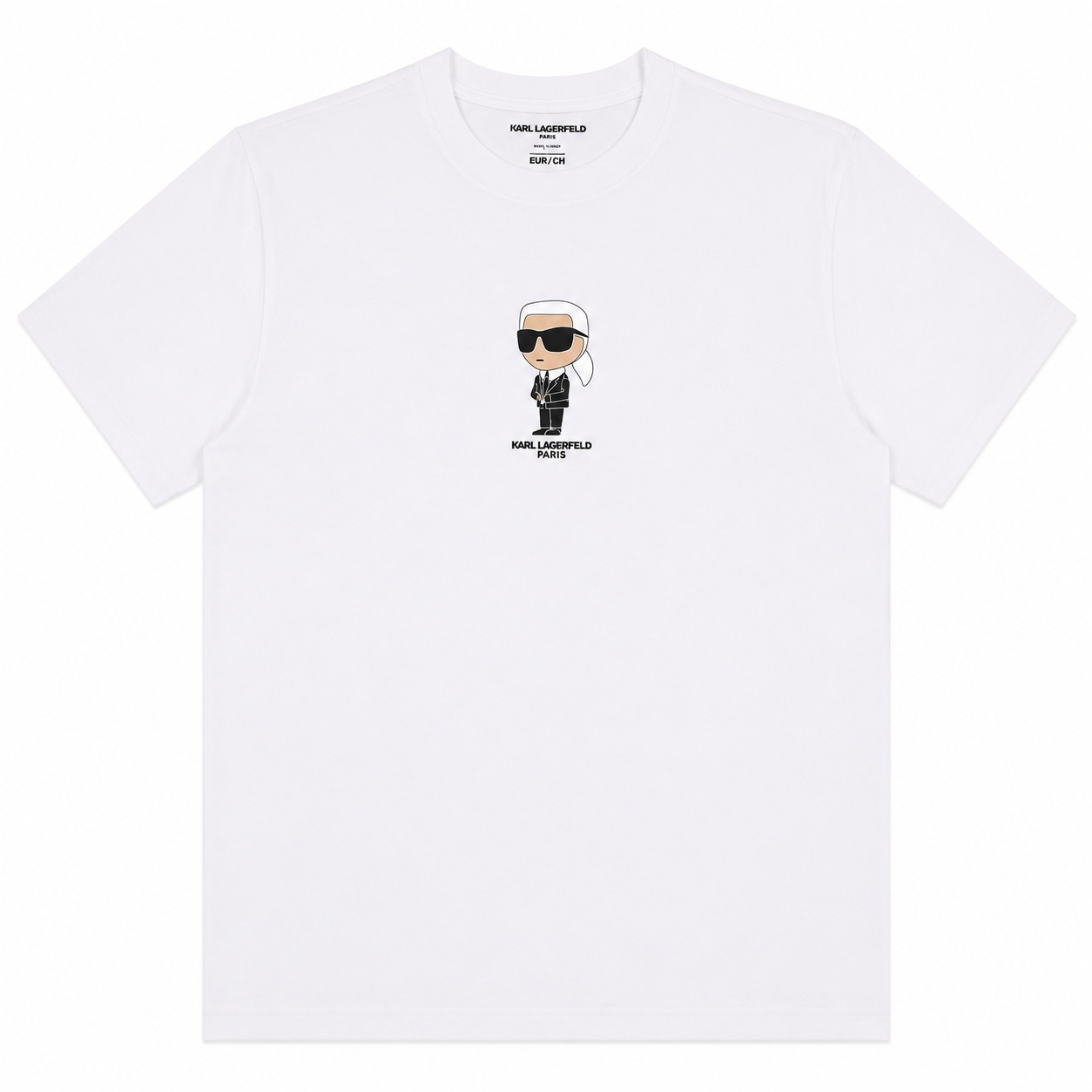 Polera Karl Lagerfeld Polera Blanca Con Mini Caricatura Frontal - Imagen 1