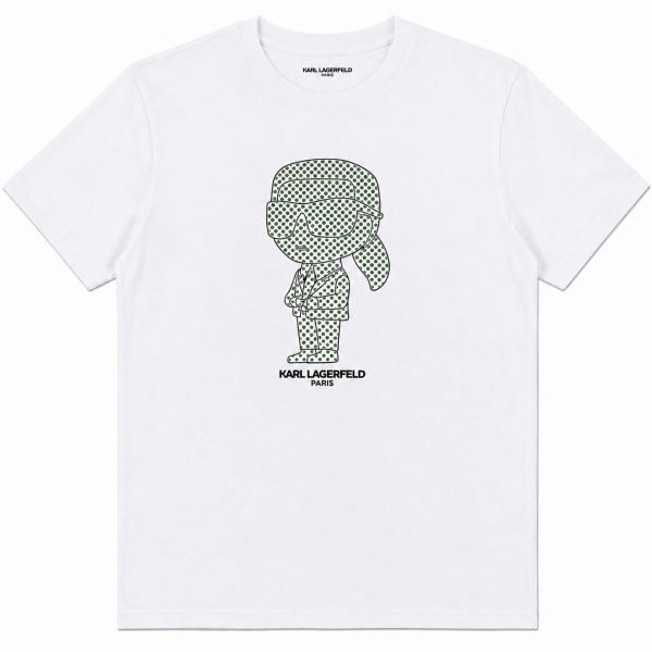 Polera Blanca Con Personaje Frontal De Lunares Verde