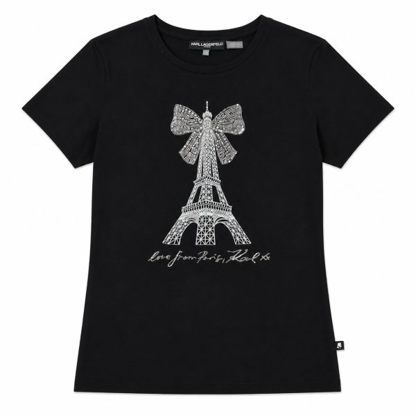 Polera Negra Con Diseño De Torre Eiffel Con Brillos