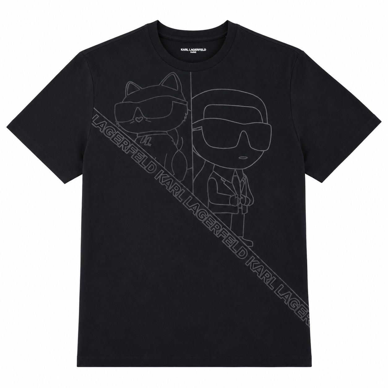 Polera Karl Lagerfeld Negro Polera Negra Con Personaje En Negro - Imagen 1