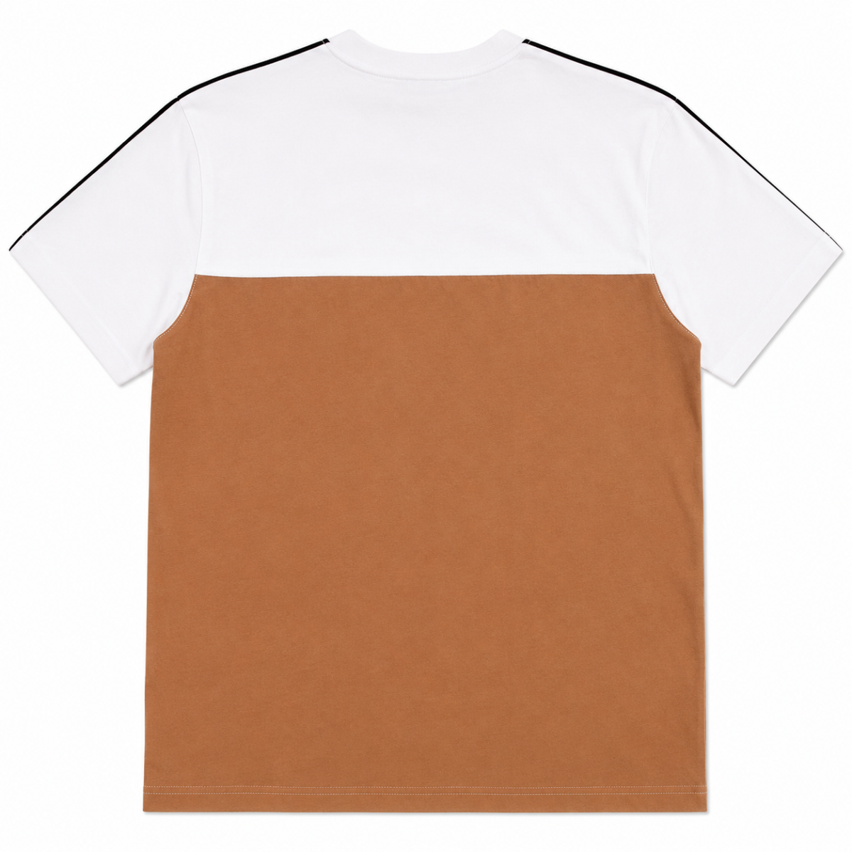 Polera Cafe Con Blanco Y Logo Con Logo En Mangas - Imagen 2