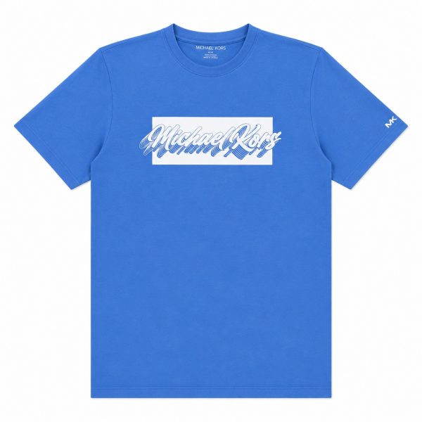 Polera Celeste Con Logo Frontal Blanco
