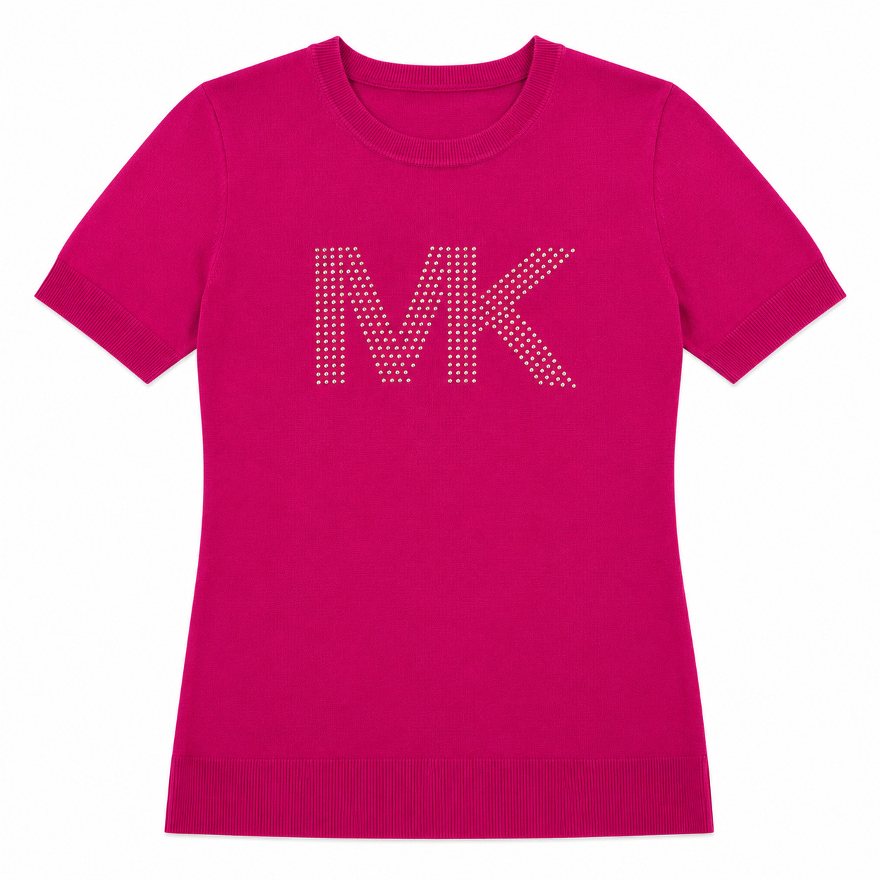 Polera Michael Kors De Hilo Con Brillos Polera De Hilo Fucsia Con Logo De Brillos - Imagen 1