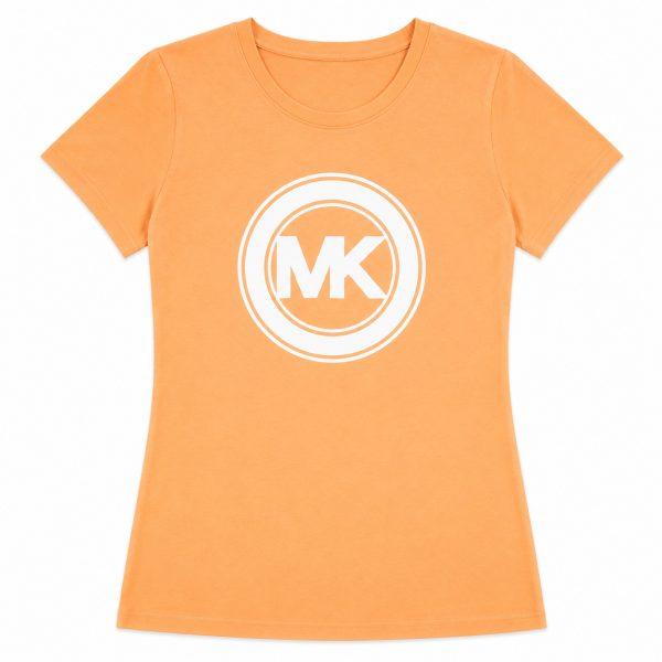 Polera Naranja Con Logo Blanco Engomado