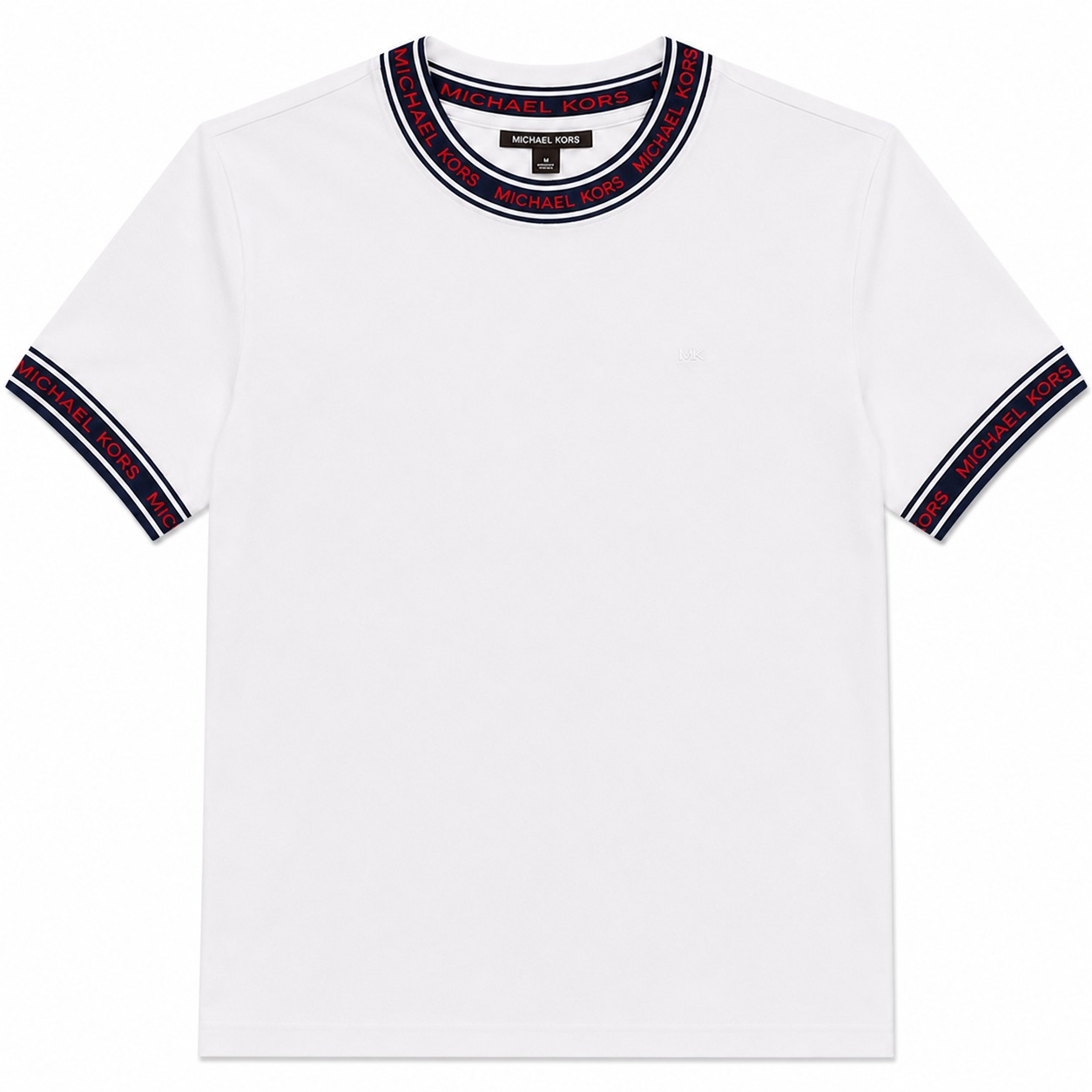 Polera Michel Kors Polera Blanca Con Detalles En Cuello Y Mangas Rojo - Azul - Imagen 1