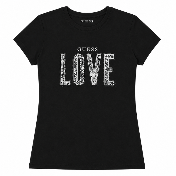 Polera Negra Con Logo Love En Lentejuelas
