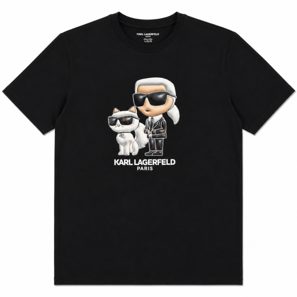Polera Negra Logo En Caricatura Brillante