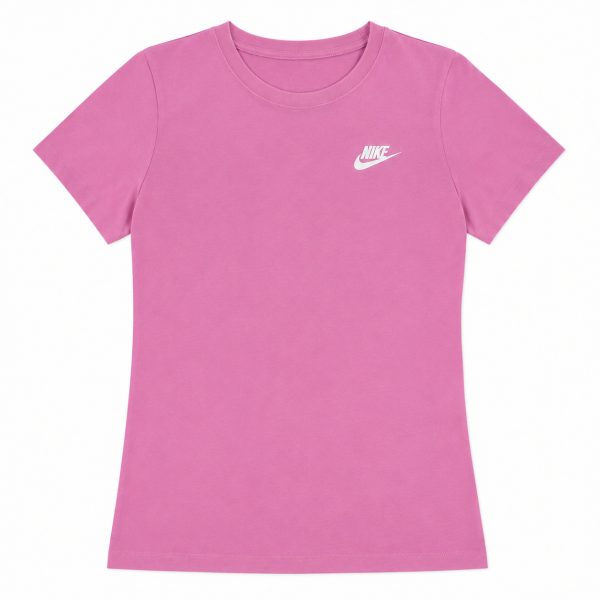 Polera Deportiva Rosada Con Mini Logo Lateral Blanco