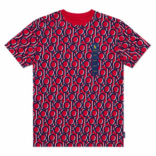 Polera Roja Con Monograma Azul