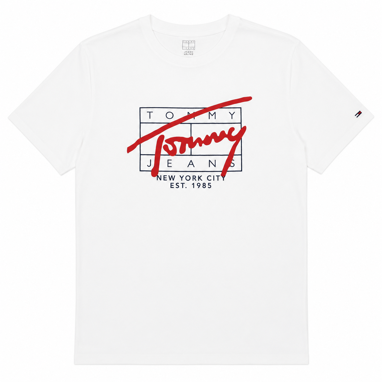 Polera Tommy Hifiger Blanca-rojo Polera Blanca Con Logo En Rojo - Imagen 1