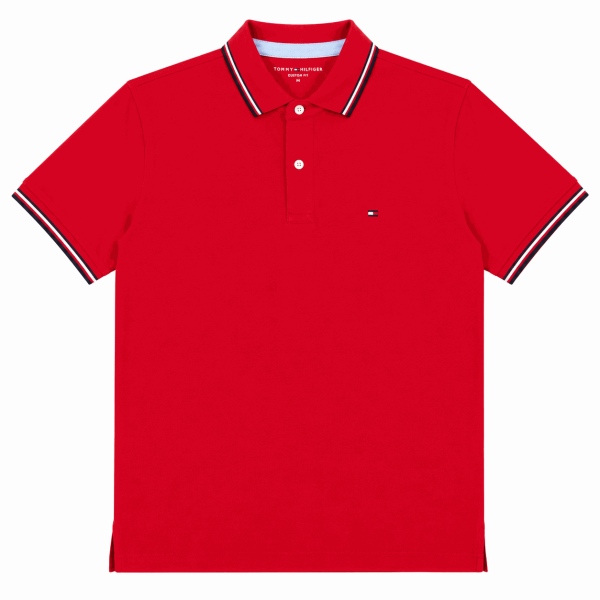 Polera Roja Con Cuello Y Botones