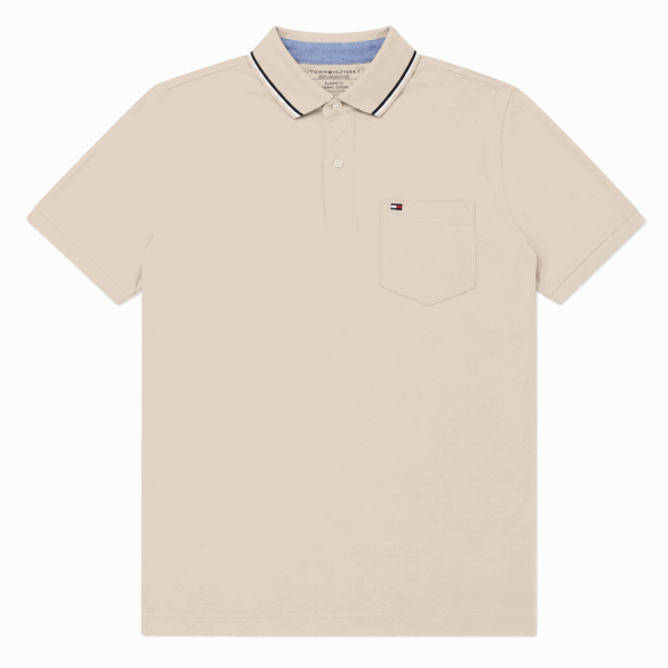 Polera Beige Con Cuello - Botones Y Bolsillo Delantero
