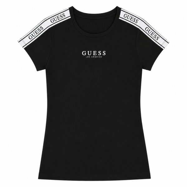 Polera Negra Con Logo Blanco En Mangas Y Pecho