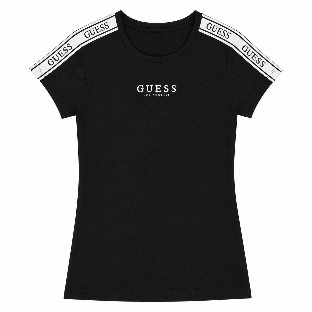 Polera negra con logo en manga y blanco Polera Negra Con Logo Blanco En Mangas Y Pecho - Imagen 1