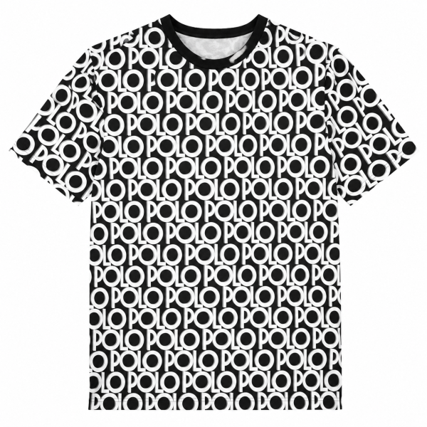 Polera Negra Multilogos Blancos
