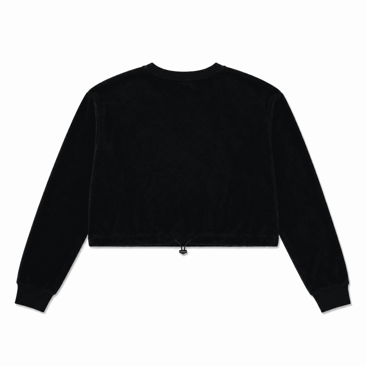 Polerón Negro Cropped Ajustable Con Logo Frontal Blanco - Imagen 2