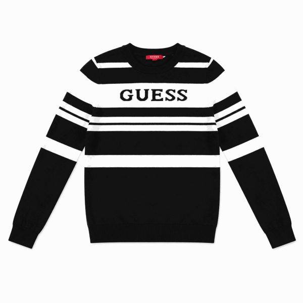 Sweater Con Franjas Negro - Blanco