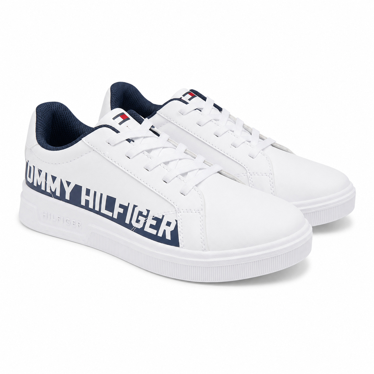 Tommy Hilfiger Callam 2.0 Graphic Talla 35 Zapatilla Casual Blanca Con Logo Lateral Azul Marino - Imagen 1