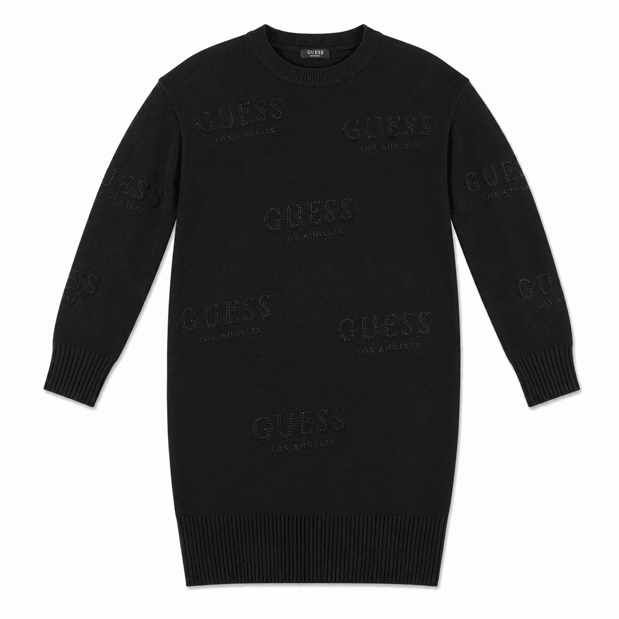 Vestido Guess Negro Vestido Tipo Sweater Con Logotipo De Strass - Imagen 1