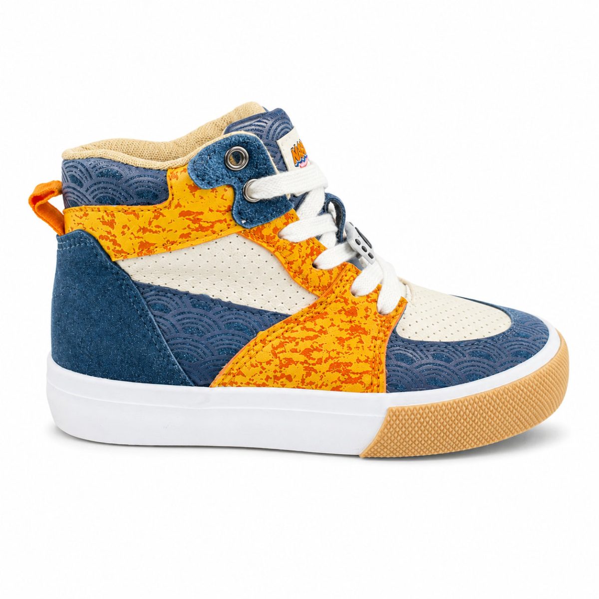 Zapatilla Blanca Animada Con Detalles En Amarillo-Naranjo-Azul De Media Caña - Imagen 3