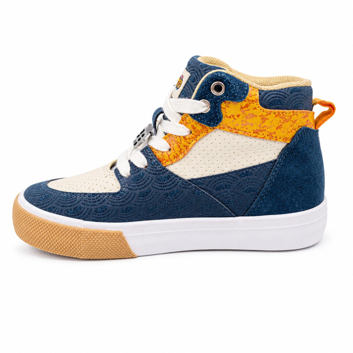 Zapatilla Blanca Animada Con Detalles En Amarillo-Naranjo-Azul De Media Caña - Imagen 5