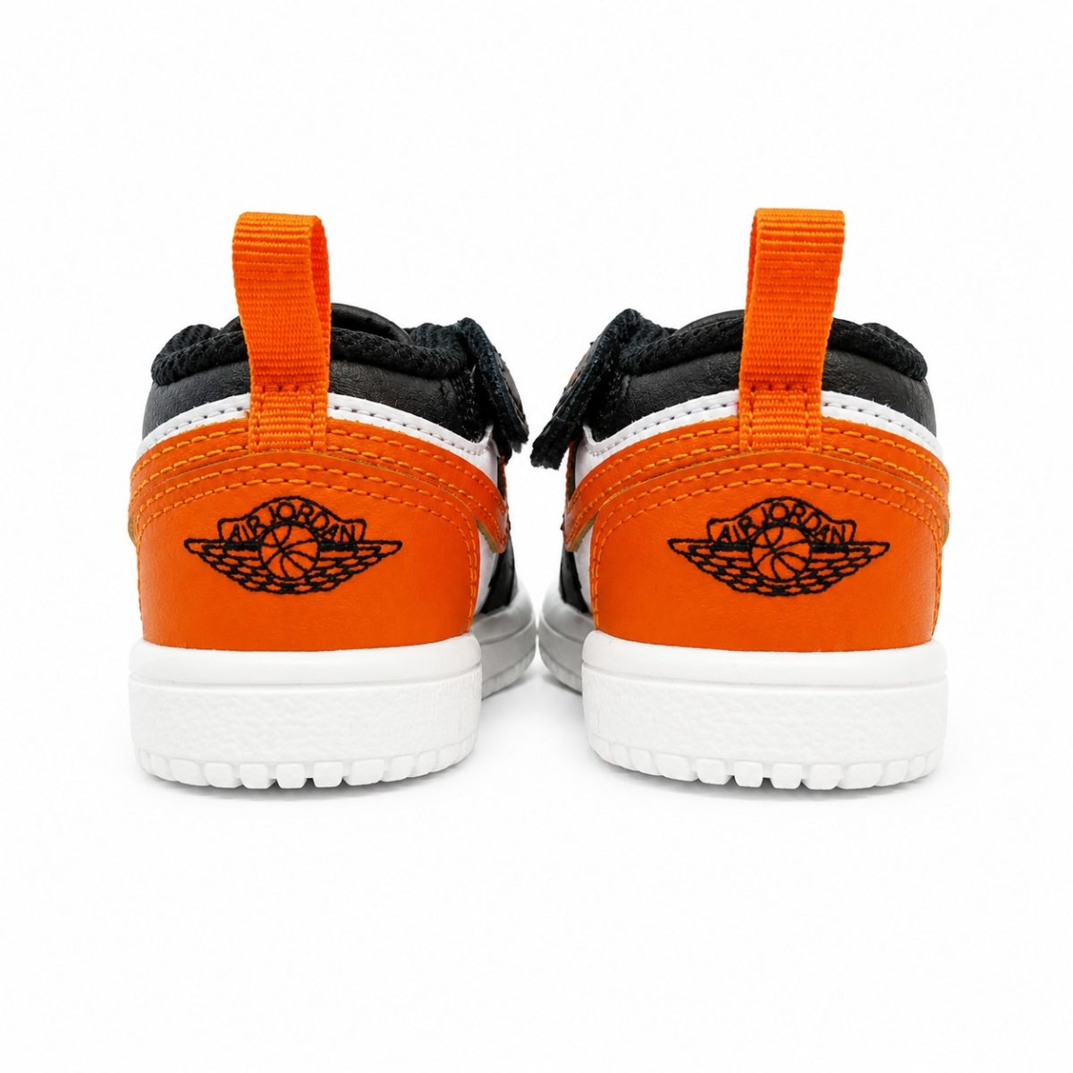 Zapatilla Deportiva Negro - Blanco - Naranjo Con Velcro y Elástico - Imagen 4