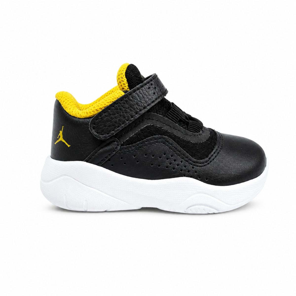 Zapatilla Deportiva Negro - Amarillo Con Detalles En Cuerina - Imagen 3