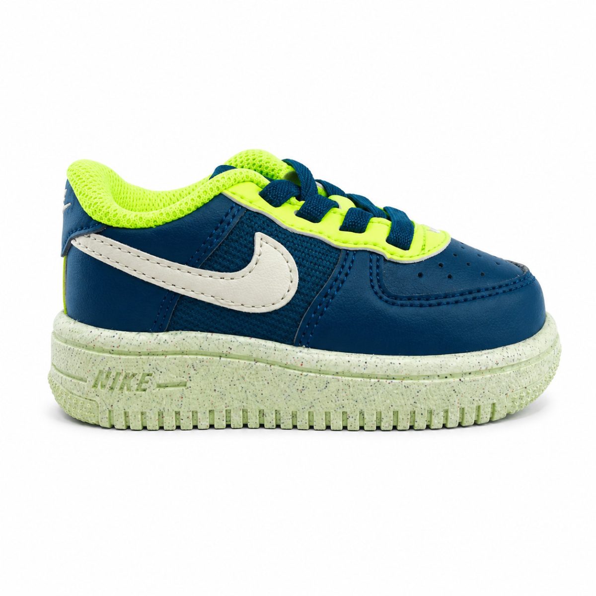 Zapatilla Urbana Azul Petróleo Con Detalles Verde Neón Y Suela Verde Moteada - Imagen 5