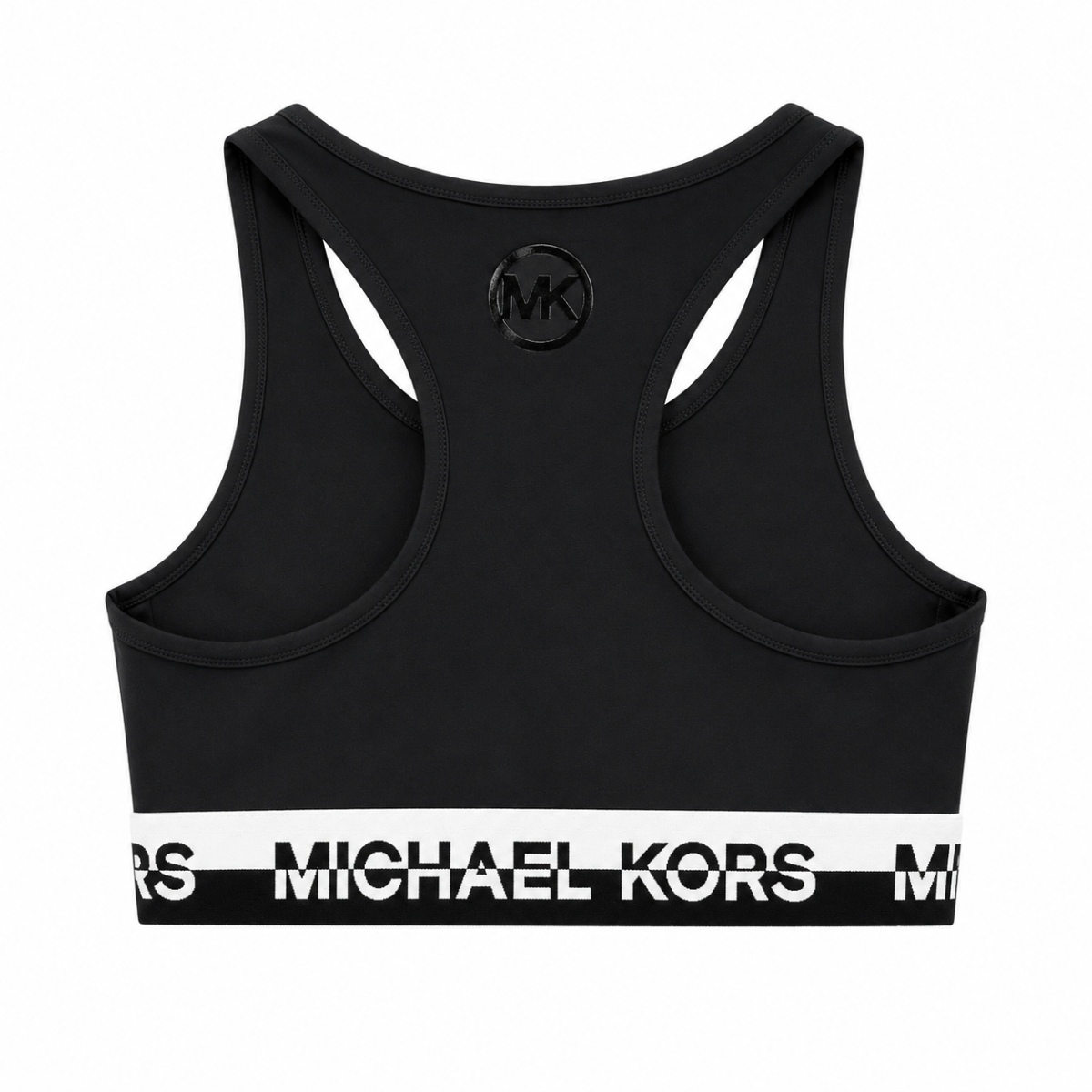 Crop Top Deportivo Negro Con Blanco Y Logo En La Pretina - Imagen 2