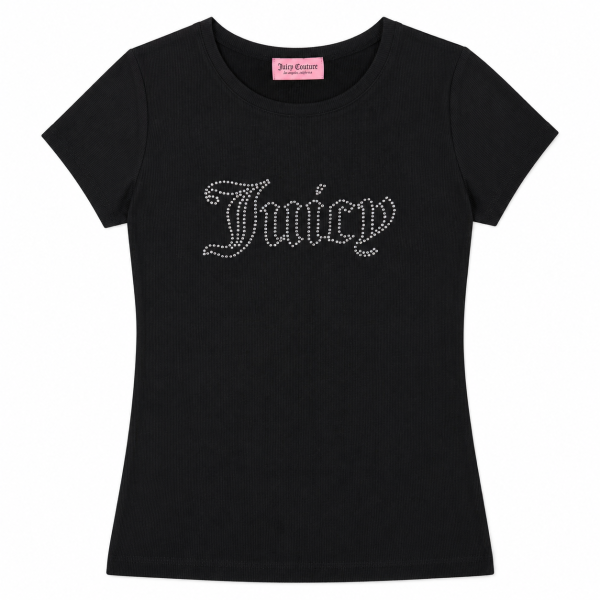 Polera Negra Con Logo En Cristales