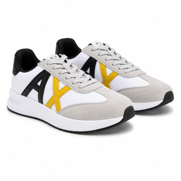 Zapatilla Deportiva Blanca Con Detalles Gris-Amarillo-Negro