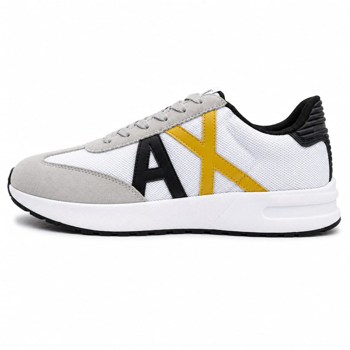 Zapatilla Deportiva Blanca Con Detalles Gris-Amarillo-Negro - Imagen 3