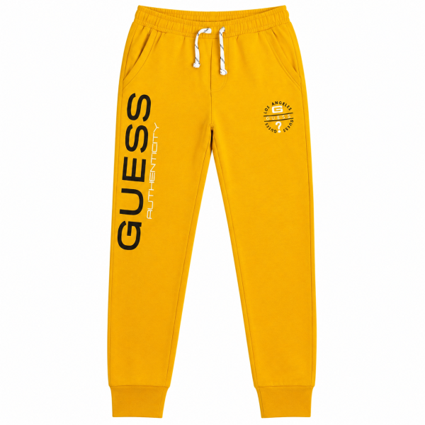Pantalon De Buzo Amarillo Mostaza Con Logo En Letras Negras