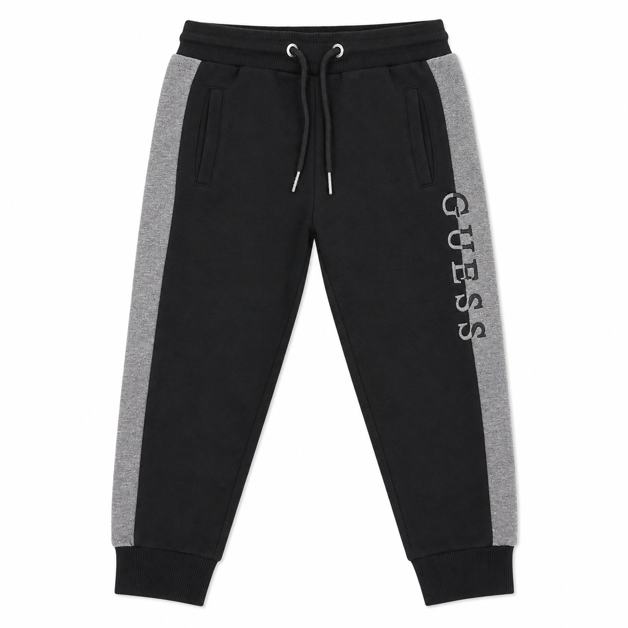 Buzo guess Negro con franja gris Pantalon De Buzo Negro Jaspeado Con Gris - Imagen 1