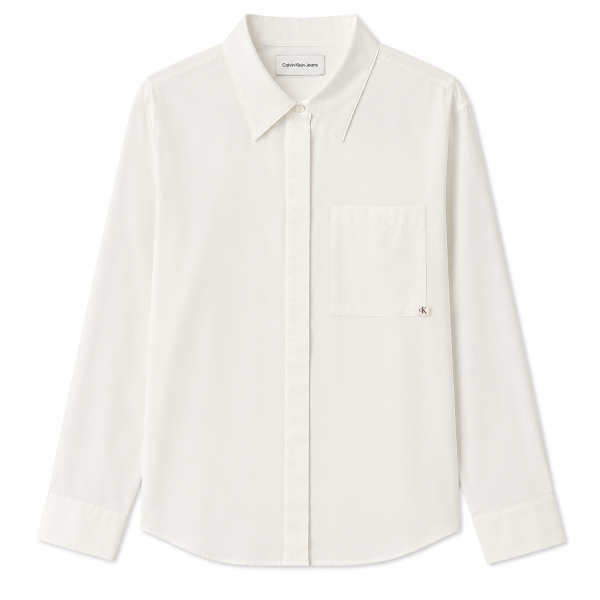 Camisa Blanca Clasica Con Logo Sutil