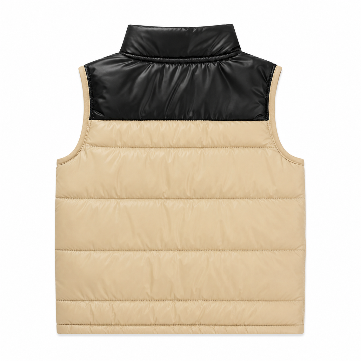 Parka Acolchada Puffer Negra Con Beige - Imagen 2