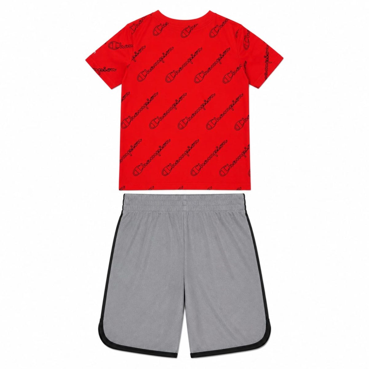 Conjunto Polera Roja Con Monograma Y Short Gris - Imagen 2