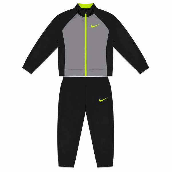 Conjunto Polerón Y Buzo Negro-Gris-Verde Neón