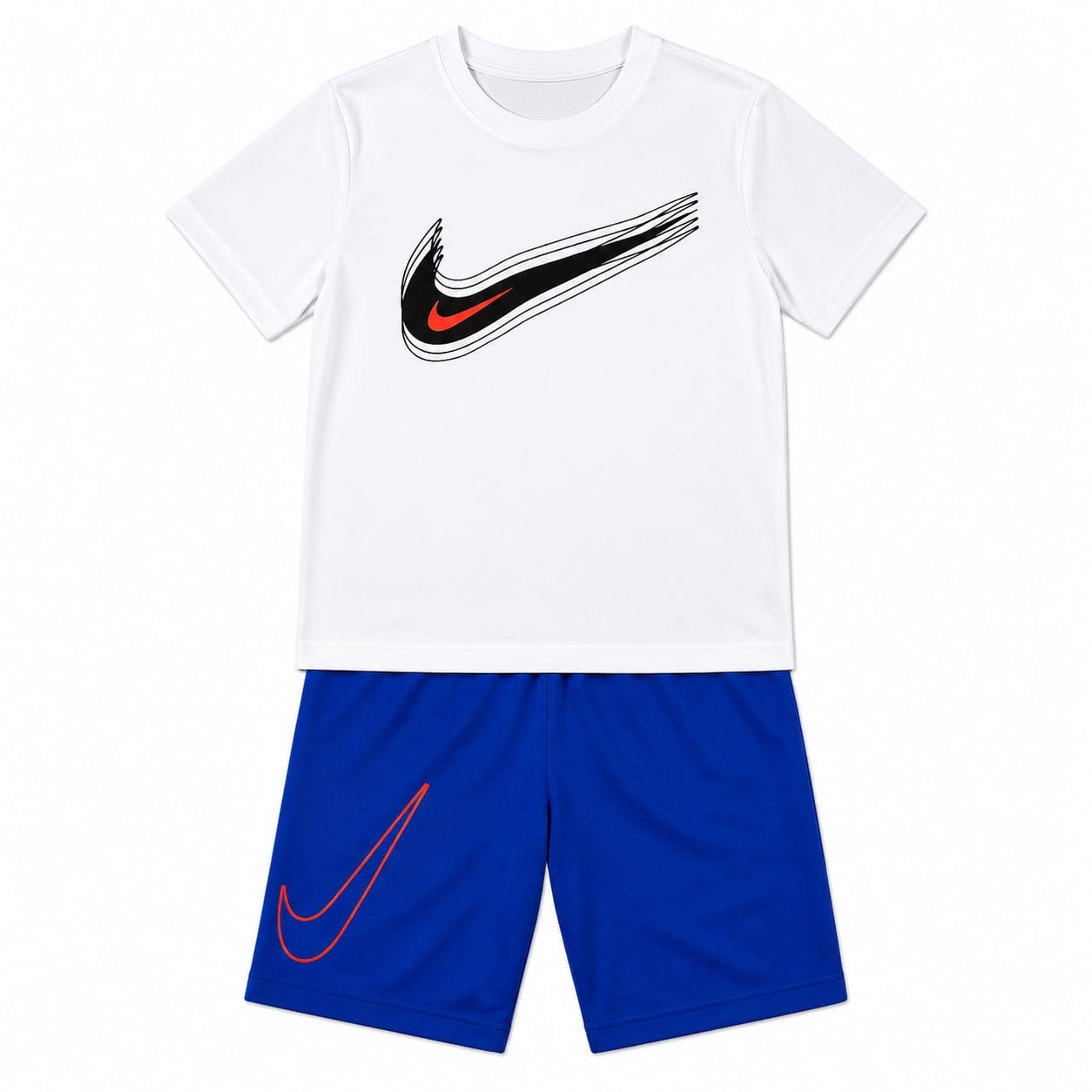 Conjunto Nike Blanco Y Azul Conjunto Polera Blanca Y Short Azul - Imagen 1