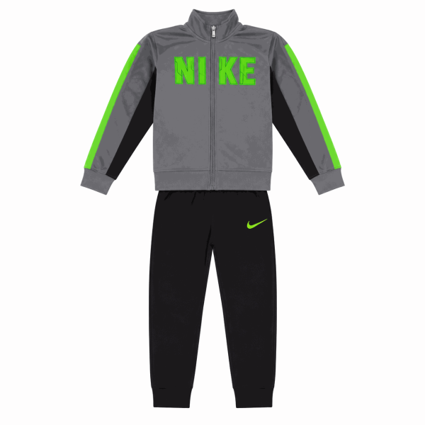 Conjunto Polerón Y Buzo Gris-Negro-Verde Neón