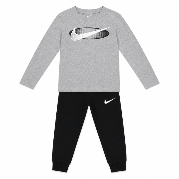 Conjunto Polera Manga Larga Gris Y Buzo Negro